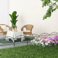 Outsunny Lote de 5 paneles de cerca de jardín decorativas de metal, borde de jardín, parterre de flores 305x43 cm(m-2)