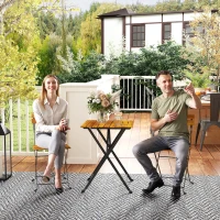 Outsunny Conjunto bistró de jardín 3 piezas con 2 sillas y mesa auxiliar de madera de acacia y acero efecto madera natural(m-4)