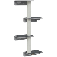PawHut Árbol Rascador de Pared para Gatos - Juguete de Escalada para Gatos - Rascador en Gris Claro + Beige 66x28x137 cm