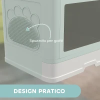 PawHut Lettiera per Gatti Chiusa con Coperchio e Doppia Entrata, Cassetto Estraibile, Paletta e Spazzola, Verde(m-6)