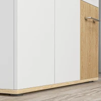 HOMCOM Credenza con 3 porte, 2 cassetti e ripiano regolabile, 90 x 30 x 75,5 cm, Bianco e legno naturale(m-5)