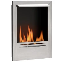 HOMCOM Chimenea de etanol en acero inoxidable, capacidad de 0,9 litros, vidrio templado, hasta 3,3 horas de combustión, plateada(m-6)
