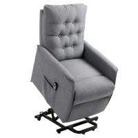 HOMCOM Sillón de Relax eléctrico Silla elevadora reclinable con Reposapiés Ajustable Lino Gris(m-1)