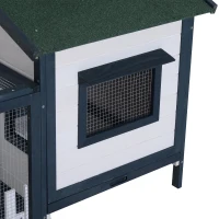 PawHut Jaula para Pequeñas Mascotas con Parque al Aire Libre de Madera de Pino Resistente a la Intemperie, Verde y Blanco(m-4)