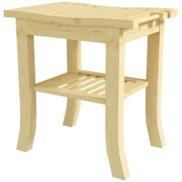 HOMCOM Taburete de ducha en bambú con estante de almacenamiento y portatoallas, 42×29×43 cm, natural(m-7)