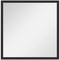 HOMCOM Espejo mural cuadrado 50x50 cm, marco de madera Negro, ideal para baño, sala de estar o dormitorio(m-6)