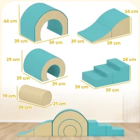 AIYAPLAY Ensemble de 5 blocs souples pour bébés & tout-petits, mousse, simili cuir, 5 formes créatives, ensemble intérieur pour l'escalade, le ramping, le jeu, Vert(m-3)