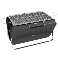 Outsunny Mini barbacoa de carbón BBQ portátil con carcasa de maleta barbacoa de mesa plegable para jardín, camping, picnic Negro(m-6)