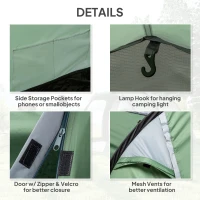 Outsunny Three-Man, Two-Room Tent - Green(m-6)