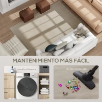 HOMCOM Alfombra Salón 160x230 cm Lavable en Lavadora Pelo Largo Estilo Moderno Tapete para Sala de Estar Dormitorio Crema(m-5)