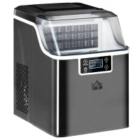 HOMCOM Machine à glaçons, 20 kg en 24h, 24 glaçons en 14-18 min, ice maker avec fonction autonettoyante, 25,2x36x37,1cm, noir(m-12)