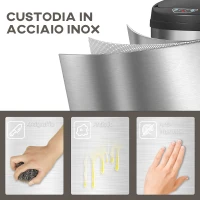 HOMCOM Cestino Spazzatura da 42L con Sensore di Movimento e Apertura Automatica, 30.5x30.5x68 cm, Nero e Argento(m-6)