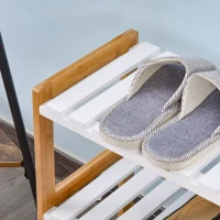 HOMCOM Estante de Zapatos, estante de Almacenamiento, Mueble Zapatos 3 Niveles Bambú MDF Blanco(m-4)