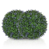 HOMCOM Pack de 2 bolas topiarias artificiales, plantas decorativas falsas resistentes a los UV, 42 cm, violeta y Verde