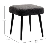 HOMCOM Taburete Reposapiés Sillón con Acolchado de Aspecto de Cachemira y Patas de Acero, 42x42x47 cm, Gris Oscuro(m-3)
