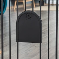PawHut Barrera de seguridad animales con puerta cierre automático sistema de doble bloqueo, acero Negro(m-5)