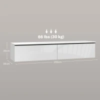 HOMCOM Mueble de TV suspendido con armario, para televisores de hasta 70 pulgadas, efecto brillante, Blanco(m-3)