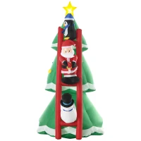 Outsunny Decoración Navideña Exterior Inflable 247 cm con luces LED, árbol inflable con Papá Noel, pingüino y muñeco de nieve(m-7)