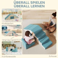 AIYAPLAY 2-teiliges weiches Spielblöcke-Set für Kleinkinder, Kunstleder, Schaumstoff, zum Klettern, Bauen, Spielen, Beige+Blau(m-8)