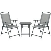 Outsunny Conjunto de Muebles de Bistró Exterior con Mesa de Jardín Plegable, 53,5x64x93 cm, Gris Claro(m-6)
