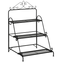 Outsunny Estante de Flores Soportes de Macetas Porta Planta Escalera Plantas con estantes en metal 3 Niveles Forma escalera