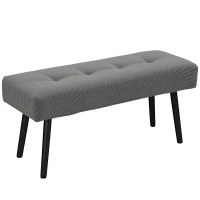 HOMCOM Banco banqueta al pie de la cama acolchado en terciopelo acanalado y patas de acero Negro carga 220 Kg 100x36x45 cm Gris(m-6)