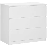 HOMCOM Cassettiera 3 Cassetti Moderna senza Maniglie per Camera e Soggiorno, 80x39x73 cm, Bianco(m-11)