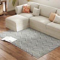 HOMCOM Covor salon 170 x 120 cm blănuri scurte lavabil în mașină hipoalergenic pentru sufragerie, dormitor, birou, gri(m-6)