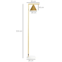 HOMCOM Lampadar pe picior de salon din oţel cu abajur conic orientabil bază marmură 40W 35 x 26 x 153 cm auriu(m-3)