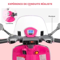 HOMCOM Vespa scooter électrique enfants, moto électrique enfants 6 V avec musique, klaxon, phare, 108x49x75cm, rose(m-5)