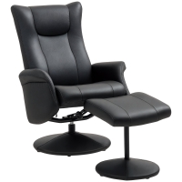 HOMCOM Fotoliu cu Fotoliu, Aspect de piele, Rotativ, Spate reglabil, pana la 150 kg, Negru