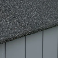 Outsunny Căsuț de grădină, compartiment deschis pentru lemne de foc, ușă cu zăvor, rezistent la intemperii, lemn natural, 129 x 51,5 x 180cm, gri+negru(m-5)