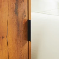 HOMCOM Masa de consolă în design industrial, masă laterală, bufet, 1 dulap, Maro + Negru(m-3)