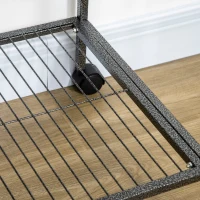 PawHut Colivie pentru Păsări Portabilă cu 4 Mânjitoare și 4 Bățuri Practică 77 x 47 x 163 cm Negru și Gri(m-5)