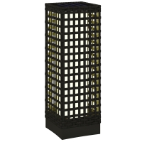Outsunny Lampă de exterior cu panou solar, 8 ore funcționare, imitație ratan, oțel, 15,5 x 15,5 x 46 cm, negru.