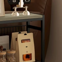 HOMCOM Masă auxiliară îngustă cu 3 nivele cu rafturi de depozitare, cadru din oțel, 43x18x62,5cm, gri(m-4)