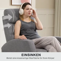 HOMCOM Fotoliu de Relaxare Reglabil cu Suport pentru Picioare, Fotoliu Tapitat Modern, Gri închis(m-3)