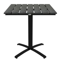 Outsunny Masa pentru terasă, pentru 4 persoane, cu aspect de lemn, cadru din aluminiu, 70 x 70 x 76 cm, Gri(m-1)