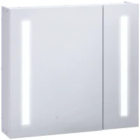 kleankin Oglindă de perete cu LED-uri pentru baie, 2 uși și 3 niveluri, 70 x 15 x 65 cm, alb(m-1)