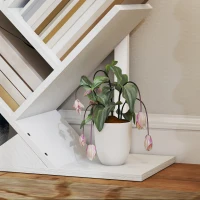 HOMCOM Bibliotecă în Formă de Copac cu 7 Rafturi și Sistem Antivoltaj pentru Sufragerie Dormitor 50x24x109 cm Alb(m-5)