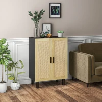 HOMCOM Bufet inalt mobila de depozitare design boem dubla usi cu 3 rafturi in canepa 73 x 41 x 102 cm(m-3)