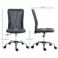 Vinsetto Scaun de birou ergonomic înălțime reglabilă picioare cromate pivotant 360° îmbrăcăminte plasă gri închis(m-3)