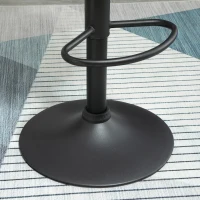 HOMCOM Set de 2 tabureți de bar cu spătar, aspect catifelat, cadru din oțel, scaune de bucătărie reglabile înălțime cu suport pentru picioare, rotative, taburet de bar, negru(m-4)