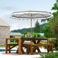 Outsunny Umbrelă de gradina exterioară umbrelă înclinabilă octogonală cu manivelă material 180 g/m² Ø 2,7 x 2,4 m gri deschis(m-2)