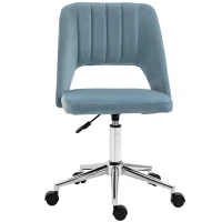 Vinsetto Scaun de birou, Înălțime ajustabilă Scaun de birou fără brațe, Drehbar Bürostuhl cu aspect de catifea, Scaun de schmink ergonomic pentru dormitor, birou acasă, Albastru(m-7)