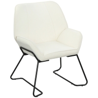 HOMCOM Fotoliu de Living cu Scaun Larg și Capitonat Tapitat în Catifea Picioare de Metal Fotoliu pentru Living Crem