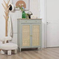 HOMCOM Dulap pentru pantofi mobilier de depozitare pentru pantofi cu 2 uși efect de răchită sertar 80 x 40 x 110 cm(m-4)
