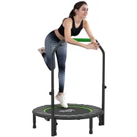 HOMCOM klappbares Trampolin Ø102 cm mit verstellbarem Griff Stahlrahmen für Bein- und Körpertraining Schwarz und Grün(m-6)