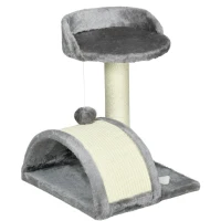 PawHut Albero tiragraffi per gatti con palline giocattolo, in sisal 35,5 x 37 x 46 cm, Grigio(m-6)