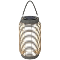 Outsunny Lampă solară de exterior, rășină imitată, LED, oțel, pornire/oprire automată, gri.